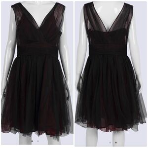 Cue Burgundy & Black Tulle Mini Dress